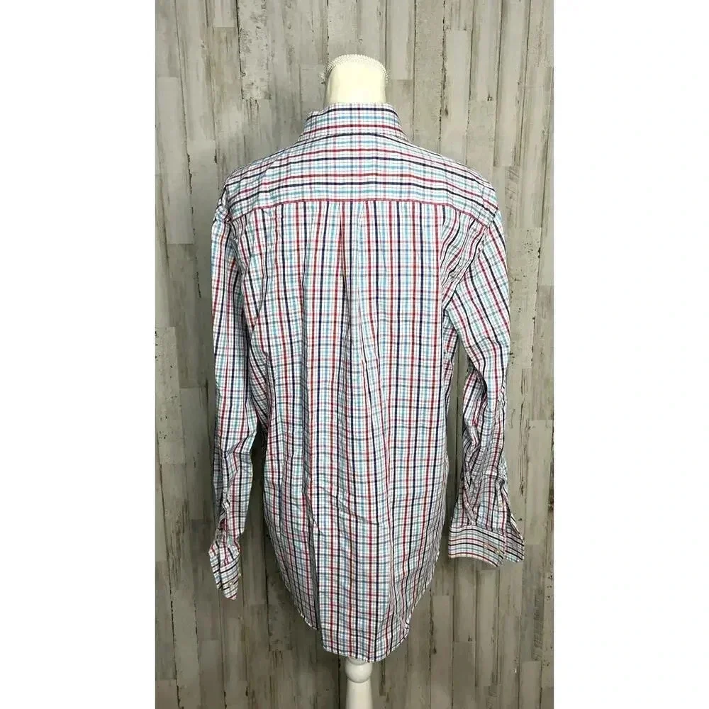 Banana Republic‎ Men's Size Large 16-16.5 Slim Fit Multicolor Plaid Dress Shirt